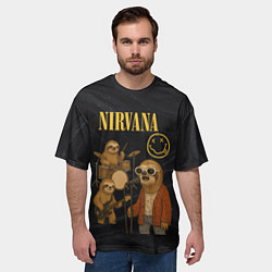 Футболка оверсайз мужская Ленивцы группа Nirvana, цвет: 3D-принт — фото 2