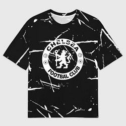 Мужская футболка оверсайз Челси штрихи красок белые