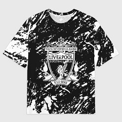 Мужская футболка оверсайз Ливерпуль белые штриха красок