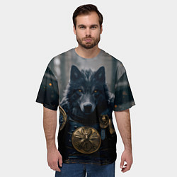 Футболка оверсайз мужская Волк в доспехах, цвет: 3D-принт — фото 2