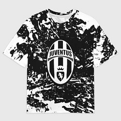 Футболка оверсайз мужская Ювентус белые штрихи красок, цвет: 3D-принт