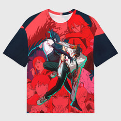 Мужская футболка оверсайз Битва с Резе Человек бензопила