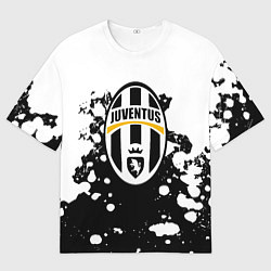 Футболка оверсайз мужская Juventus белые краски текстура, цвет: 3D-принт