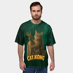Футболка оверсайз мужская Cat Cong пародия на Кинг Конг, цвет: 3D-принт — фото 2