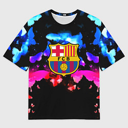 Футболка оверсайз мужская Барселона неоновые бабочки, цвет: 3D-принт