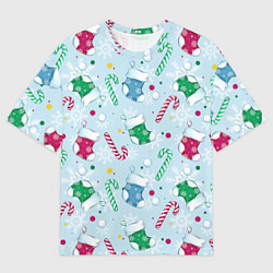 Футболка оверсайз мужская Новогодний паттерн, цвет: 3D-принт