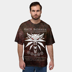 Футболка оверсайз мужская Каэр Морхен - школа волка на темном фоне, цвет: 3D-принт — фото 2