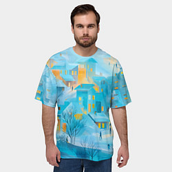 Футболка оверсайз мужская Новогодние Московские домики, цвет: 3D-принт — фото 2