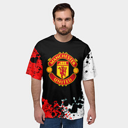 Футболка оверсайз мужская Манчестер Юнайтед краски абстрактные, цвет: 3D-принт — фото 2