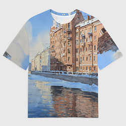 Мужская футболка оверсайз Зимний Санкт-Петербург