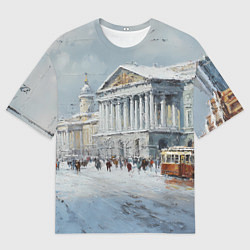 Футболка оверсайз мужская Зимний Питер красками, цвет: 3D-принт