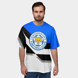 Футболка оверсайз мужская Лестер сити геометрия полосы, цвет: 3D-принт — фото 2