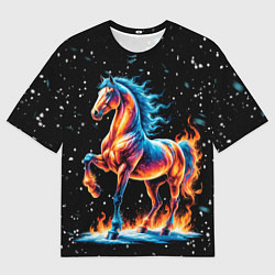 Футболка оверсайз мужская Лошадь на снегу, цвет: 3D-принт