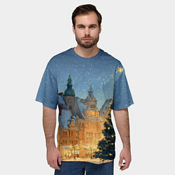 Футболка оверсайз мужская Новый год в старом городе, цвет: 3D-принт — фото 2