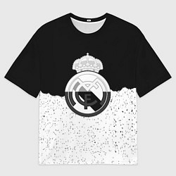 Футболка оверсайз мужская Реал Мадрид лого ночь текстура, цвет: 3D-принт