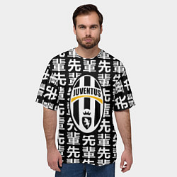 Футболка оверсайз мужская Ювентус япония символы, цвет: 3D-принт — фото 2
