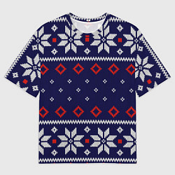 Футболка оверсайз мужская Вязаный новогодний узор, цвет: 3D-принт