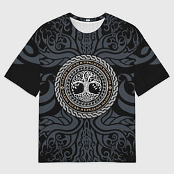 Мужская футболка оверсайз Древо жизни в орнаменте - слава богам и предкам