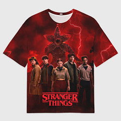 Мужская футболка оверсайз Герои и демогоргон Загадочные события финал