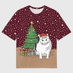 Мужская футболка оверсайз Кот Бендер и ёлка