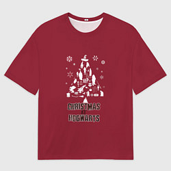 Мужская футболка оверсайз Рождество в Хогвартс