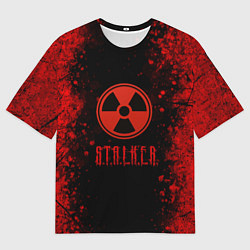 Мужская футболка оверсайз Stalker - красное на черном