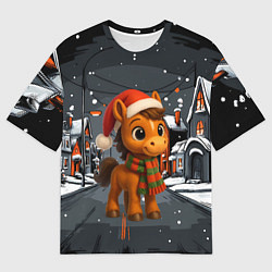 Футболка оверсайз мужская Новогодняя лошадка 2026 год, цвет: 3D-принт