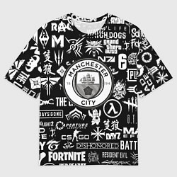 Мужская футболка оверсайз Манчестер сити логотипы игр