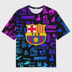 Мужская футболка оверсайз Barcelona x fortnite neon