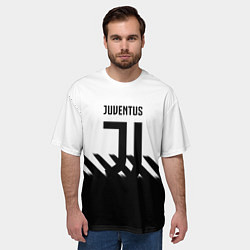 Футболка оверсайз мужская Ювентус полосы геометрия линии, цвет: 3D-принт — фото 2