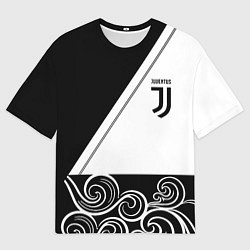 Футболка оверсайз мужская Ювентус геометрия полосы текстура, цвет: 3D-принт