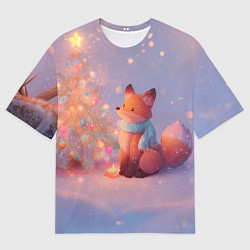 Мужская футболка оверсайз Лисичка Новый год