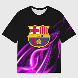 Мужская футболка оверсайз Барселона неоновый огонь текстура