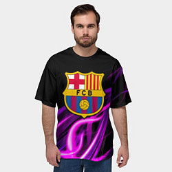 Футболка оверсайз мужская Барселона неоновый огонь текстура, цвет: 3D-принт — фото 2