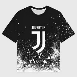 Мужская футболка оверсайз Ювентус всплеск белых красок