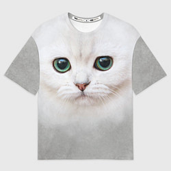 Футболка оверсайз мужская Белый котик, цвет: 3D-принт