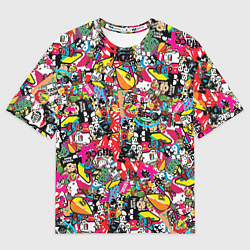 Футболка оверсайз мужская Стикербомбинг, цвет: 3D-принт