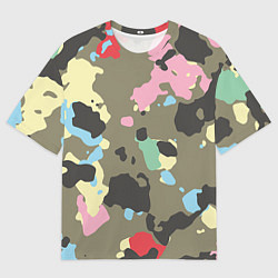 Футболка оверсайз мужская Камуфляж: микс цветов, цвет: 3D-принт