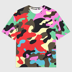 Футболка оверсайз мужская Яркий камуфляж, цвет: 3D-принт