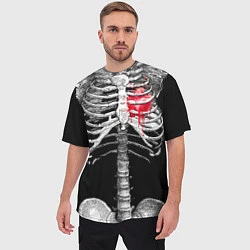 Футболка оверсайз мужская Скелет с сердцем, цвет: 3D-принт — фото 2