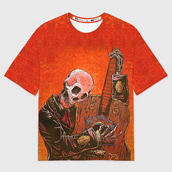 Футболка оверсайз мужская Скелет с гитарой, цвет: 3D-принт