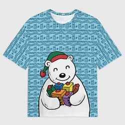 Мужская футболка оверсайз Новогодний мишка