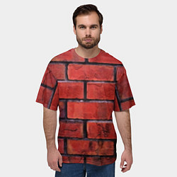 Футболка оверсайз мужская Кирпич, цвет: 3D-принт — фото 2