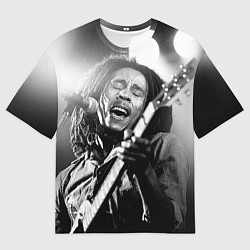 Футболка оверсайз мужская Боб Марли поет, цвет: 3D-принт