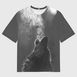 Футболка оверсайз мужская Воющий волк, цвет: 3D-принт