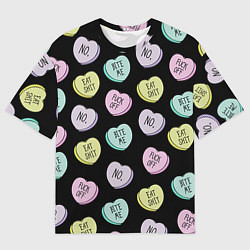 Мужская футболка оверсайз Сердца с надписями