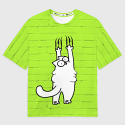 Футболка оверсайз мужская Кот Симон на стене, цвет: 3D-принт