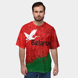 Футболка оверсайз мужская Беларусь - белый журавль, цвет: 3D-принт — фото 2