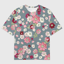 Футболка оверсайз мужская Цветочки, цвет: 3D-принт