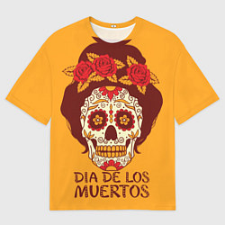 Футболка оверсайз мужская Мексиканский череп, цвет: 3D-принт